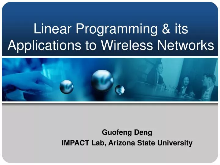linear programming its applications to wireless networks