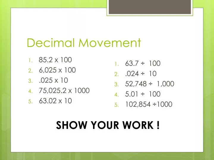 decimal movement