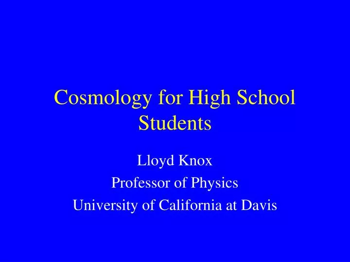 cosmology for high school students