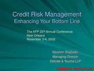 Credit Risk Management Enhancing Your Bottom Line