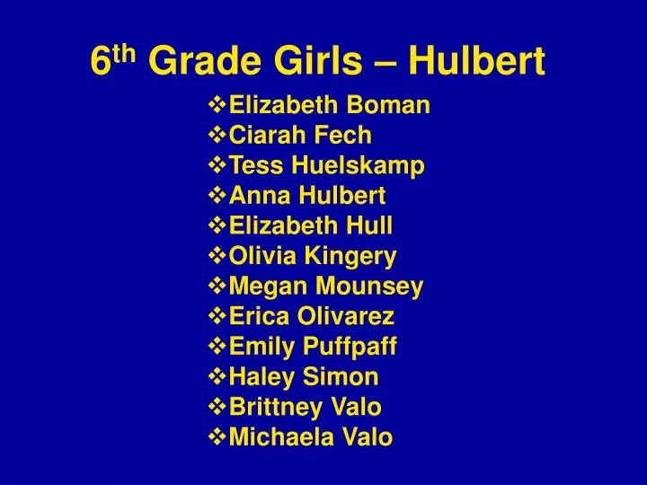 6 th grade girls hulbert