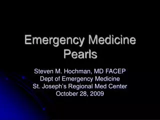 Emergency Medicine Pearls