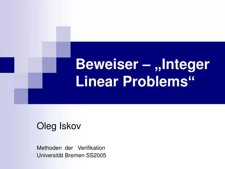 beweiser integer linear problems