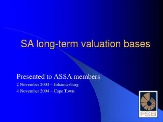 SA long-term valuation bases