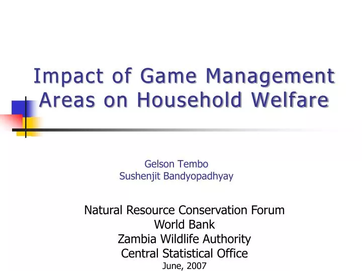 impact of game management areas on household welfare