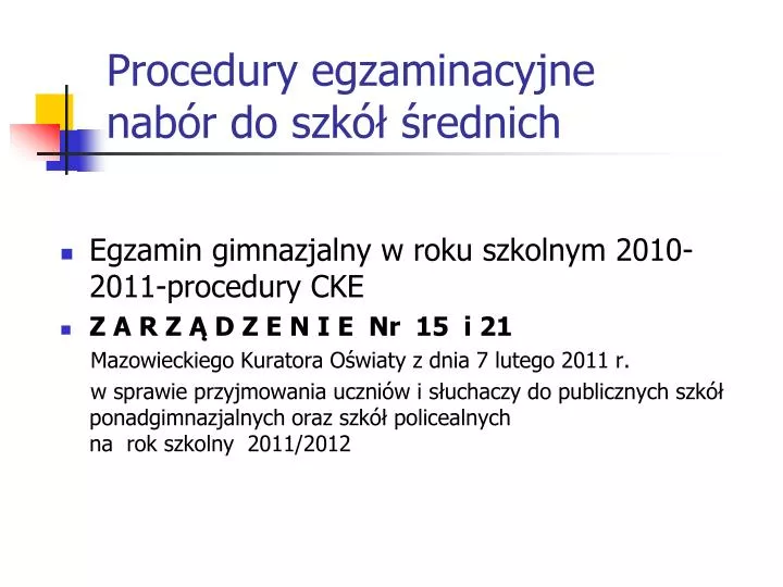 procedury egzaminacyjne nab r do szk rednich