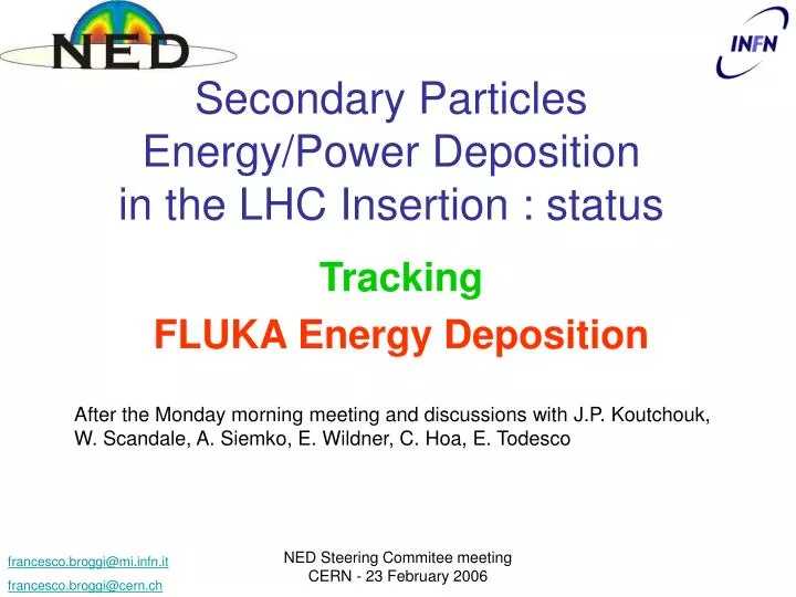 secondary particles energy power deposition in the lhc insertion status