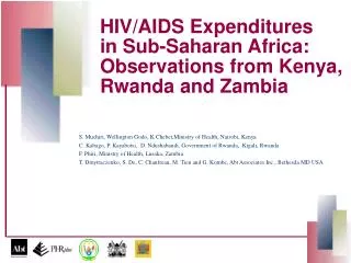 HIV/AIDS Expenditures in Sub-Saharan Africa: Observations from Kenya, Rwanda and Zambia