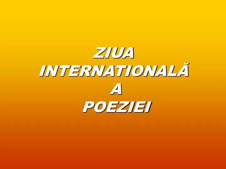 ziua international a poeziei