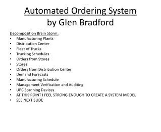 Automated Ordering System by Glen Bradford