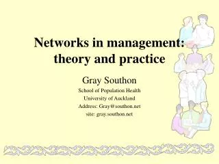 Networks in management: theory and practice