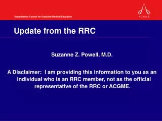 Update from the RRC