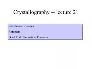 Crystallography -- lecture 21