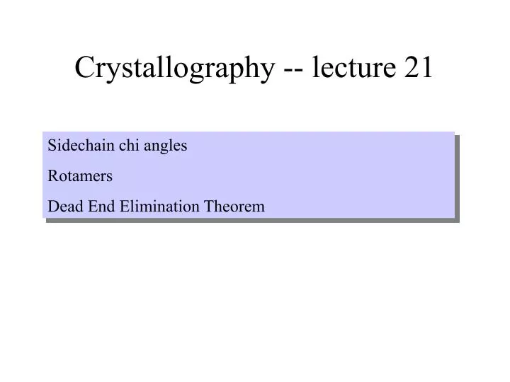 crystallography lecture 21