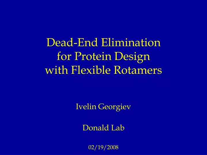 dead end elimination for protein design with flexible rotamers