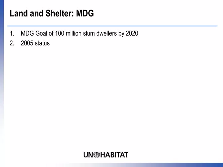 land and shelter mdg