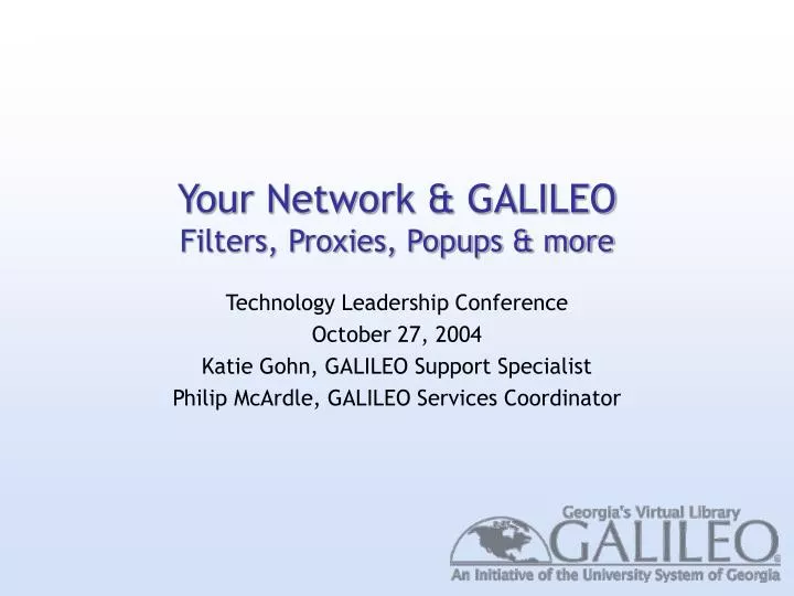 your network galileo filters proxies popups more