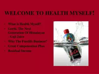 WELCOME TO HEALTH MYSELF !