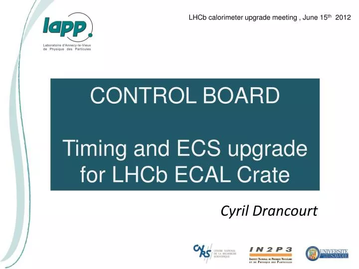 control board timing and ecs upgrade for lhcb ecal crate