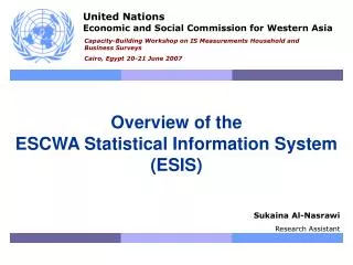 Overview of the ESCWA Statistical Information System (ESIS)