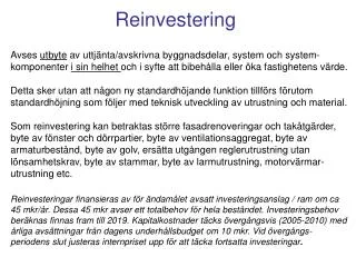reinvestering