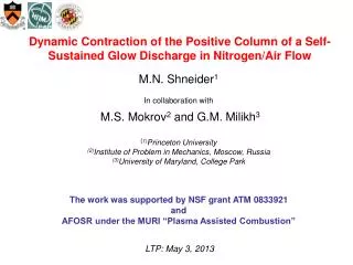 M.N. Shneider 1 In collaboration with M.S. Mokrov 2 and G.M. Milikh 3 ( 1) Princeton University