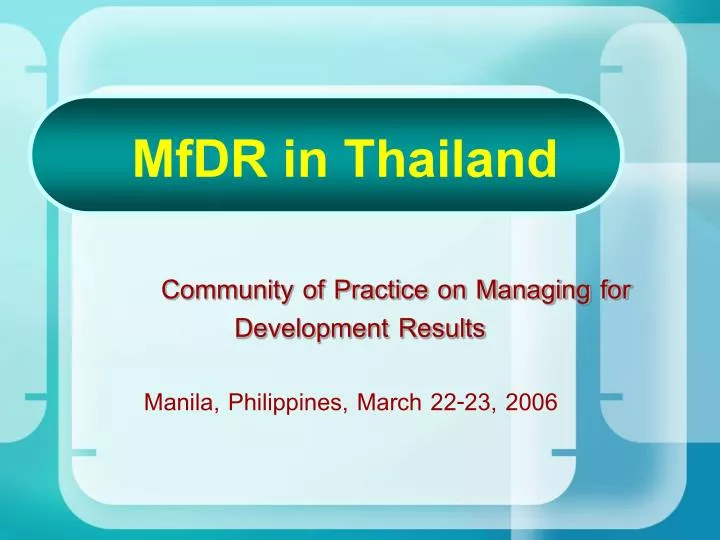 mfdr in thailand