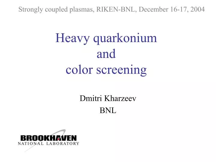 heavy quarkonium and color screening