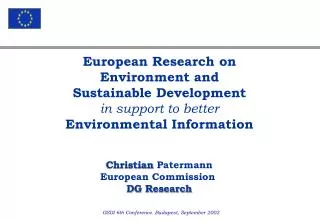 Christian Patermann European Commission DG Research