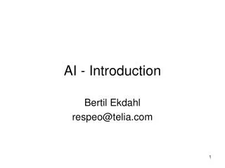 AI - Introduction