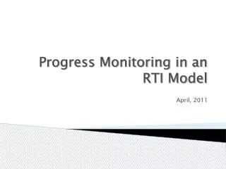 Progress Monitoring in an RTI Model