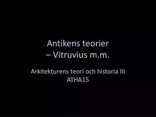 antikens teorier vitruvius m m