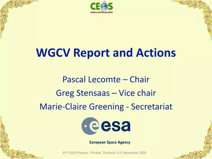 wgcv report and actions