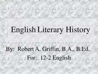 English Literary History