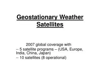 Geostationary Weather Satellites