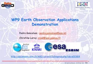 WP9 Earth Observation Applications Demonstration