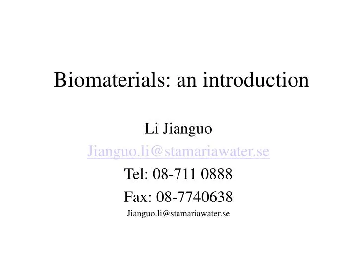 biomaterials an introduction