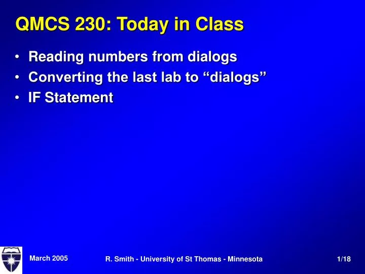 qmcs 230 today in class