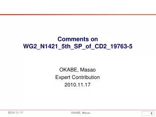 Comments on WG2_N1421_5th_SP_of_CD2_19763-5
