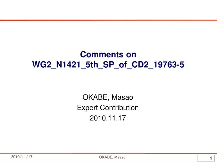comments on wg2 n1421 5th sp of cd2 19763 5