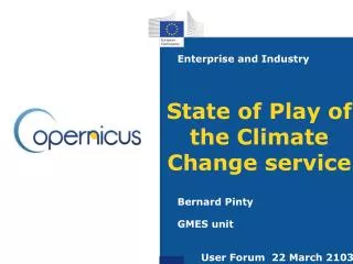 State of Play of the Climate Change service