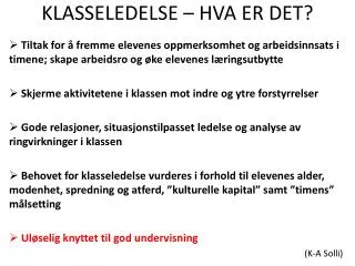 klasseledelse hva er det