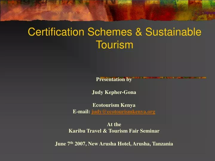 certification schemes sustainable tourism