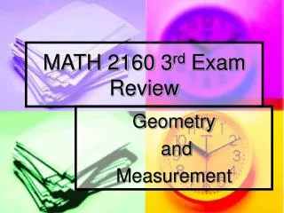 MATH 2160 3 rd Exam Review