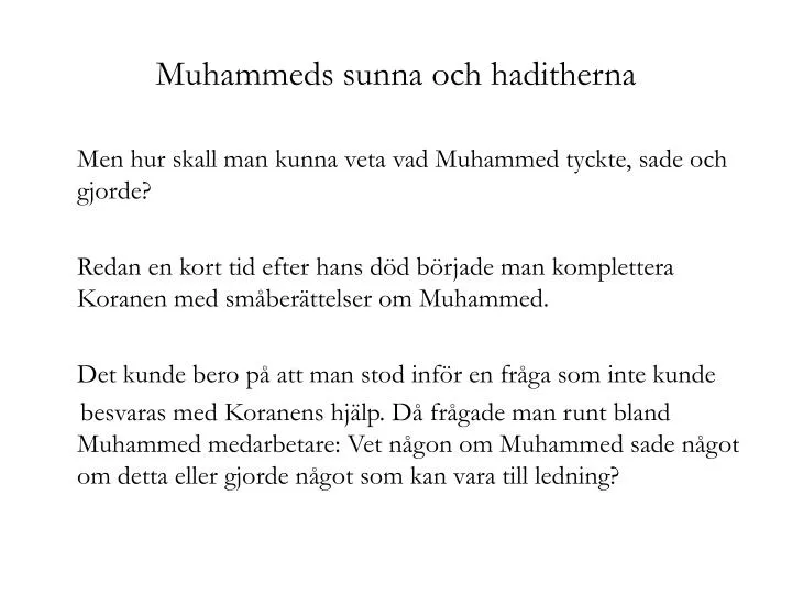 muhammeds sunna och haditherna