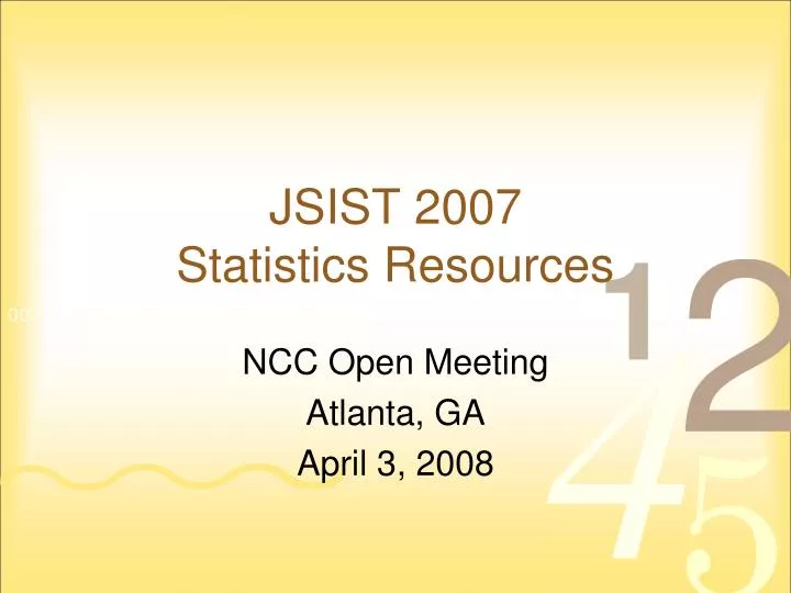 jsist 2007 statistics resources