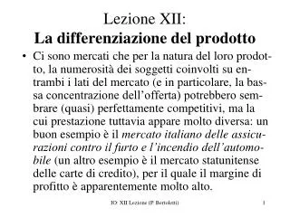 lezione xii la differenziazione del prodotto