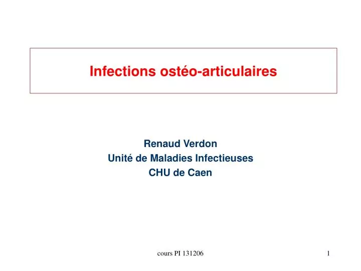 infections ost o articulaires
