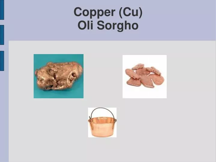 copper cu oli sorgho