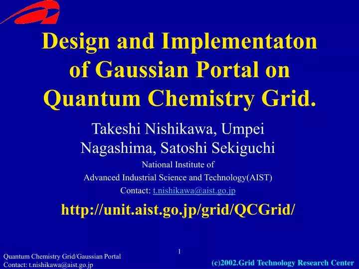 design and implementaton of gaussian portal on quantum chemistry grid